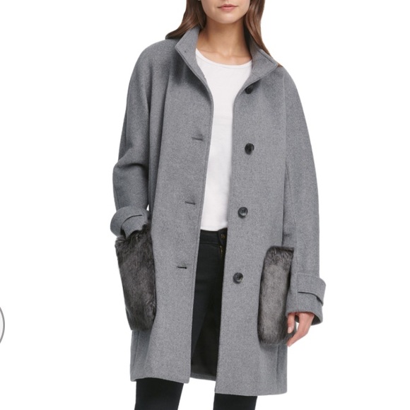 Gorgeous coat by DKNY with fur pockets. Offers welcome - Picture 1 of 4